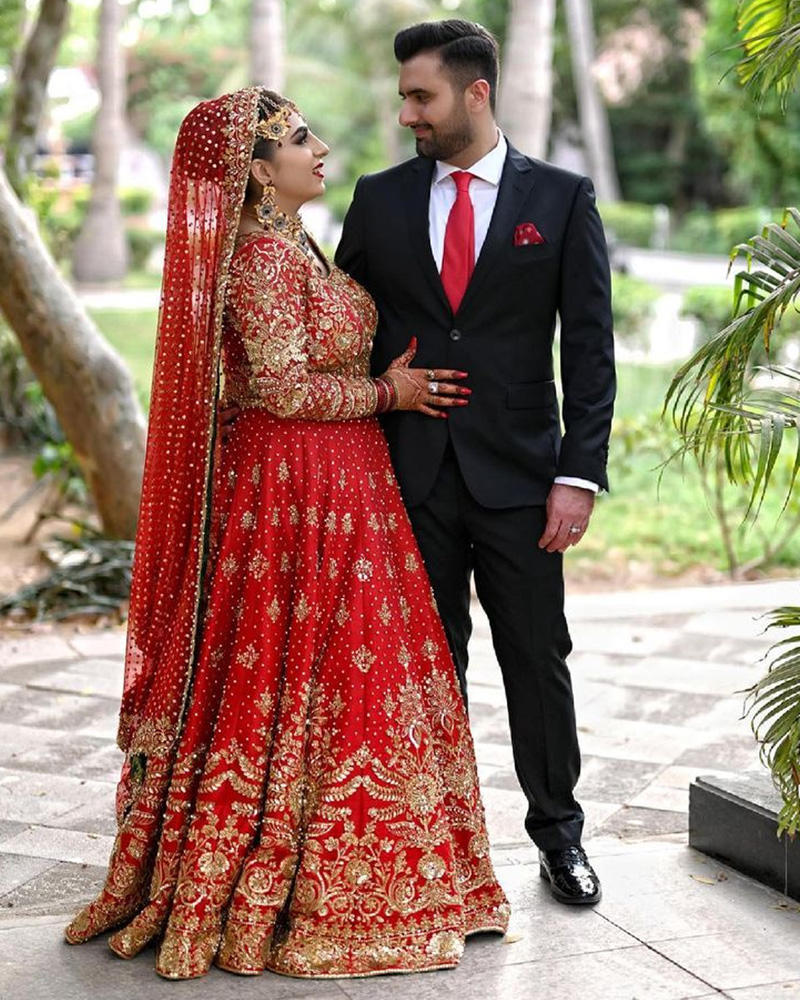 Picture of Old school red and gold with a contemporary touch, Jawahar truly shines as a Nomi Ansari bride.