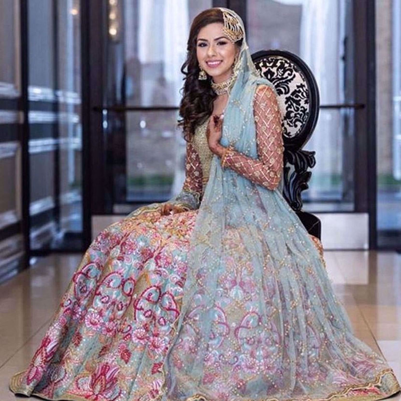 Picture of BEAUTIFUL FAIZA JAFFERY SPOTTED WEARING OUR SIGNATURE MINT LEHNGA