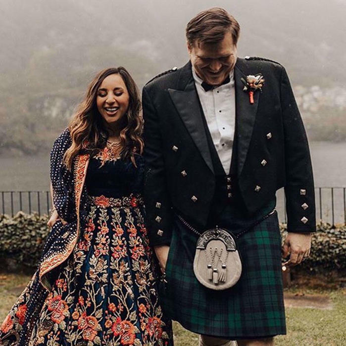 Picture of THE BEAUTIFUL BRIDE SARA ZAIDI IN A SIGNATURE NOMI ANSARI EMBROIDERED VELVET LEHENGA & CHOLI