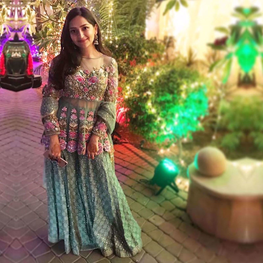 Picture of AMEENA WALI MOHAMMAD IN A MINT PEPLUM PAIRED WITH DHAKA PANTS