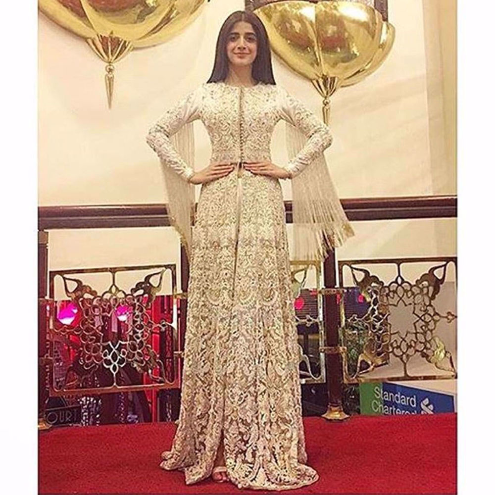 Picture of MAWRA HOCIANE IN A PRECIOUS IVORY BY NOMI ANSARI