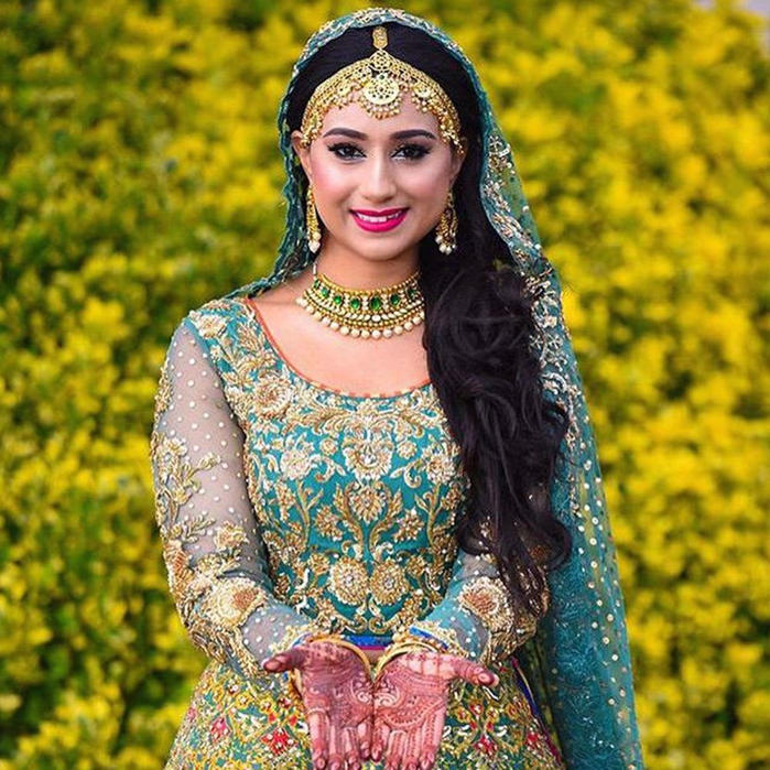 Picture of Anum Latef wears a signature #NomiAnsari lehenga at her mehndi night in #NewYorkCity