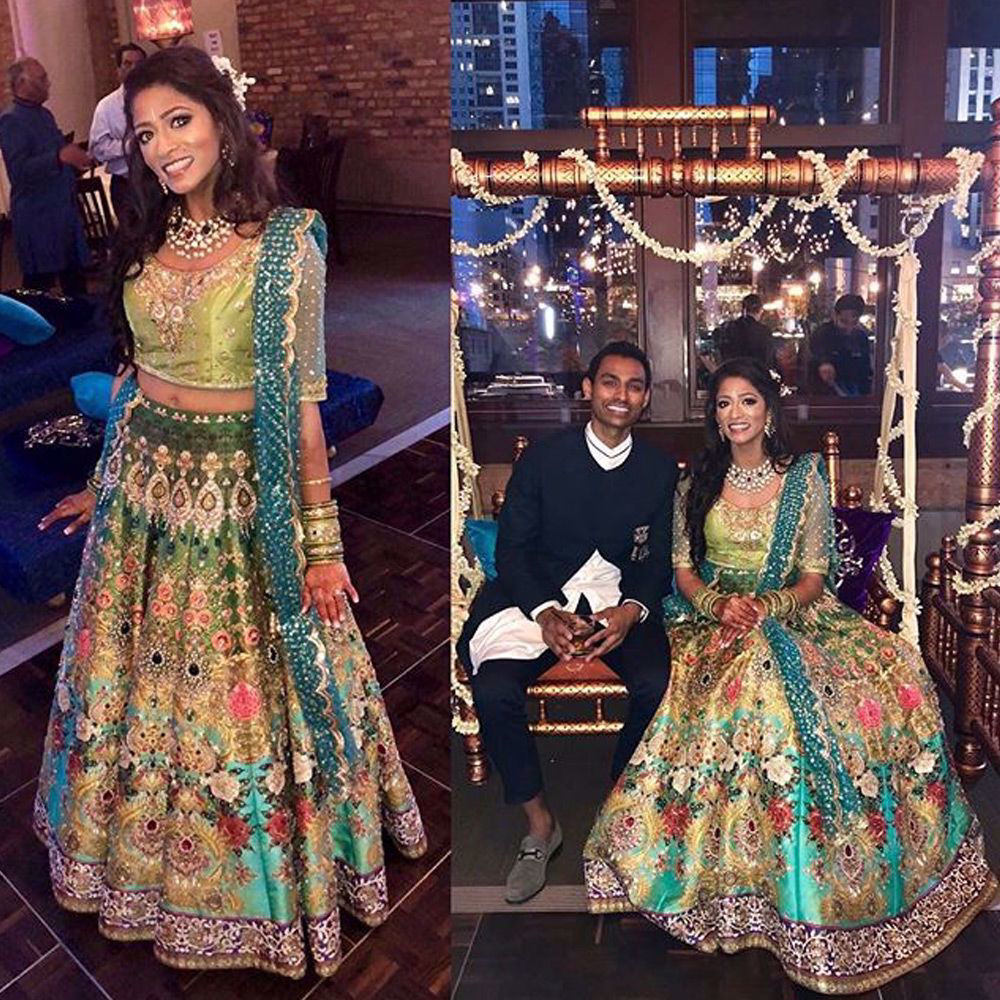 Picture of Our star clients @nandhini_marupudi is radiating grace adorned in #Nomiansari 's floral bridal couture with signature embellishments and craftsmanship with unwavering emphasis on intricacy.