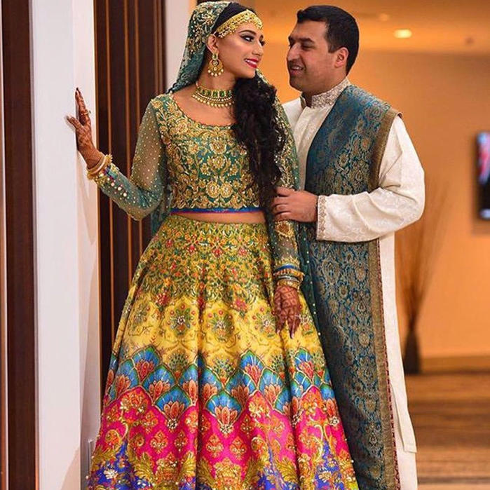 Picture of Setting the right tones for the brides, #NomiAnsari uses hues of beautiful colors to create an aura of reagilty evident through out every couture piece