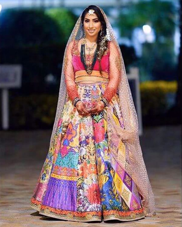 Picture of All our favourite prints and colours come together beautifully for Asma’s vibrant mehndi outfit