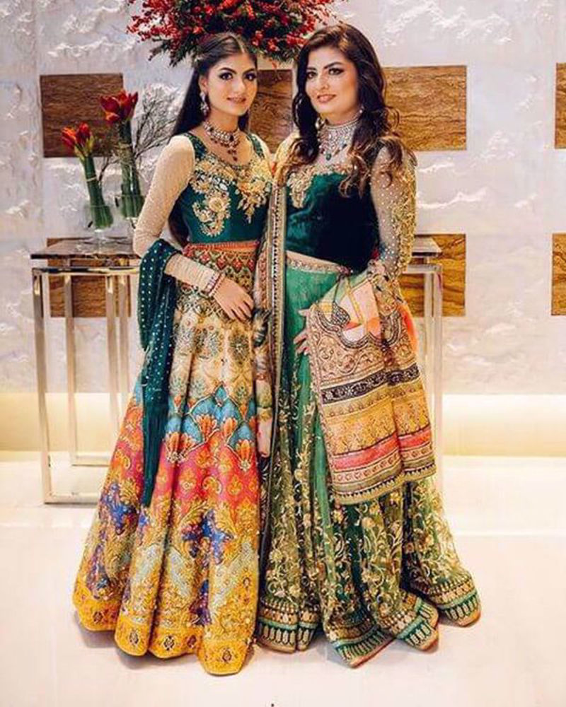 Picture of Mother and daughter duo wearing beautiful coordinating looks, all in vivid shades of green