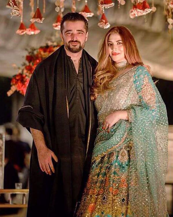 Picture of Naimal Khawar chose our most vibrant, peacock-hued green and blue lehnga choli for her sister’s big day