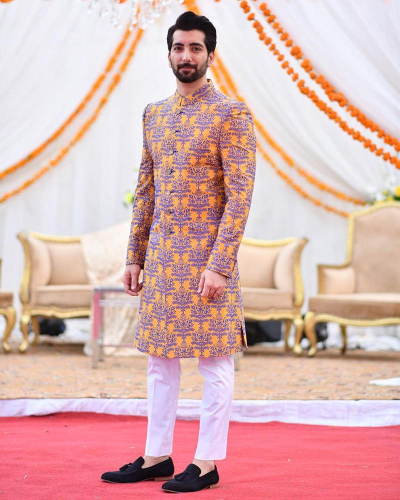 Picture of Classic embroidery in a fun combination for Ali’s unique groom’s look.