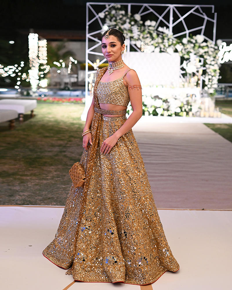 Picture of Parisheh James graced this enchanting outfit, adorned with quintessential mirror work and exquisite handwork, radiating grace and timeless charm